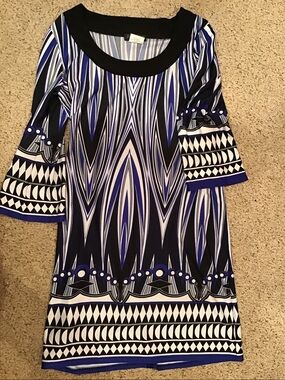 Blue Sage geometric print dress